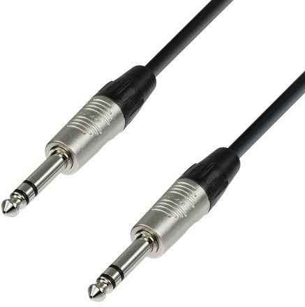 Adam Hall Cables 4 STAR BVV 0090 - Symmetrisches Kabel, Rean 6,3mm Klinkenstecker stereo auf 6, 3mm Klinkenstecker stereo, schwarz, 0,9m