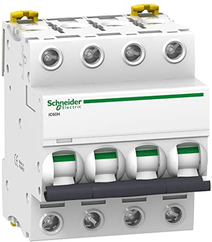 disjoncteur schneider ic60h - 4 pôles - 10 ampères - courbe c - schneider electric a9f87410