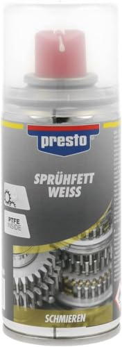 presto Sprühfett Weiß 150 ml - Hochleistungs-Schmiermittel | PTFE-Zusatz für optimale Gleiteigenschaften - Langzeitschmierung, Korrosionsschutz, hohe Viskosität, Temperaturbeständigkeit