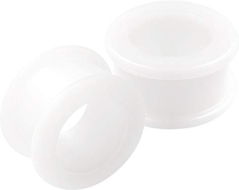 KJM FASHION 2 Stück Flesh Tunnel Piercing Silikon Weiss