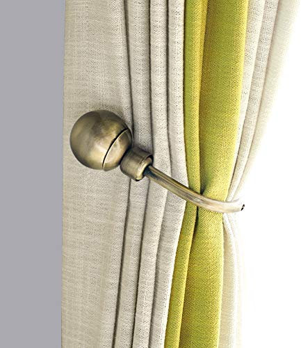 INCREWAY Curtain Hooks, 2 Pcs Round Metal Decorative Curtain Drapery Holdbacks U Shaped Hooks, Wall Mounted Curtain Tieback Hook Holder with Screws(Bronze)