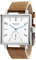 FEICE Unisex Eckig Mechanische Uhr Automatikwerk mit Saphirglas Lederarmband Ø34mm FM301 (Braun)