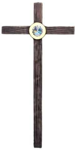 ChoralisWoodArt Modernes Wandkreuz mit Kristall (54 cm, Gold)