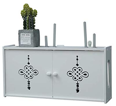 MNBVH Wand Router Aufbewahrungsbox Weiß WLAN Regal TV Kabel Verstecken WiFi Storage Box