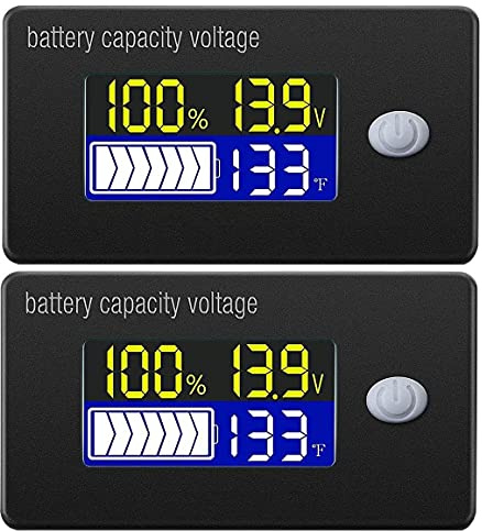DollaTek 2Pcs Batteriekapazitätsanzeige t mit Alarm und Extern Temperatur Sensor -19~80℃ 12V 24V 36V 48V 60V 72V Display LCD Voltmeter Temperaturmesser Tester für Li-Ionen Lifepo4 Blei Säure