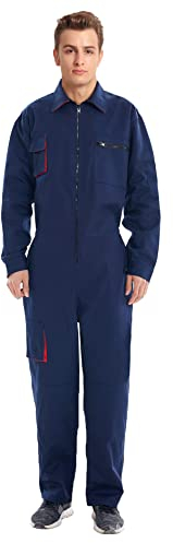 Oralidera Herren Arbeitsoverall Mechanisch Jumpsuit Overall mit vielen Taschen Maleroverall Arbeitskleidung für Handwerker, Blau, L