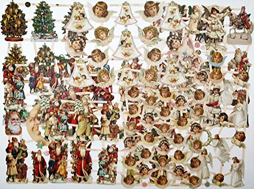 Set mit 9 Bögen Glanzbilder Oblaten Scrapbook Poesie Motiv Weihnachten zum Basteln, Dekorieren, Verzieren