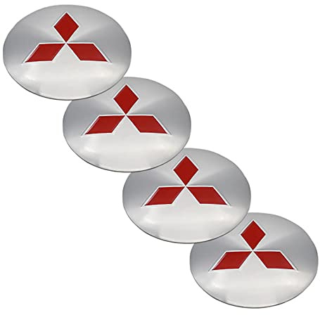 XGAGCF 4 Piezas Coche Rueda Centro Tapas Tapacubos Aluminio Buje Badge Pegatina, para Mitsubishi-Logo 65MM Auto Llantas Decorativa Emblema Cubierta Accesorios