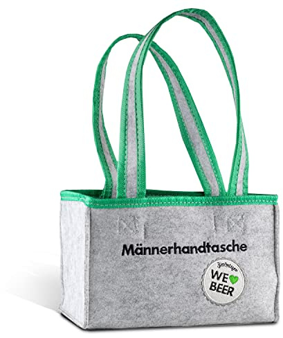 Brauerei Zwönitz Männerhandtasche aus Filz - Flaschenträger für 6 Flaschen | Flaschentasche als Männergeschenk zum Vatertag - Stylischer Bottlebag für Bierflaschen - Biertasche 6 Flaschen