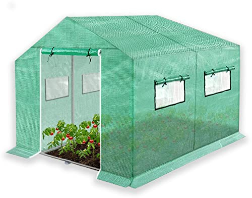 SUBTLETY 6㎡ Foliengewächshaus Winterfest 3x2x2m Gartengewächshäuser Set inkl. 4 Fenstern & Verzinktes Rohr & Gitternetzfolie Treibhaus Klimakontrolle Anzuchthaus Tomaten Gewächshaus für Garten