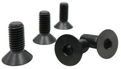 RISON Titanium Bolzen M6x1.0x15mm Innensechskant Senkkopfschrauben GR5 Flachkopf Bolzen Schwarz Titan Senkkopf Bolzen TC4 Titan Inbusschlüssel Bolzen für Fahrrad MTB 5 Stück