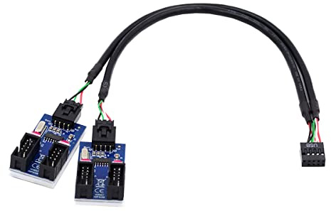 CY Cable de placa base USB 2.0, 9 pines 10 pines, USB 2.0 Header de 1 a 4 conectores hembra, cable divisor adaptador HUB, conector multiplicador de puertos