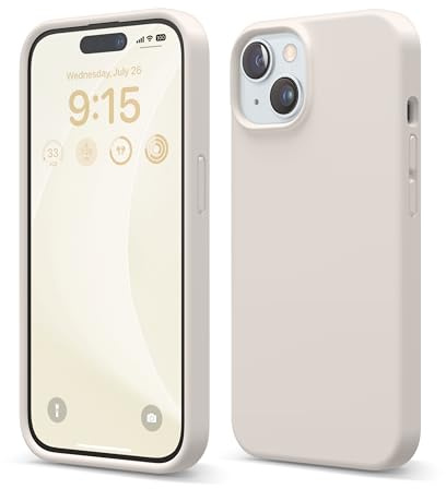 elago Silikon Hülle für iPhone 15 | Premium Silikon Handyhülle, Ganzkörper Schutzhülle [4 Lagige Stoßfeste Struktur], Mikrofaserfutter (Taupe)
