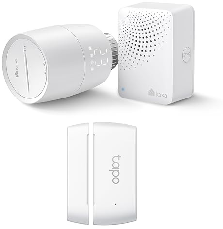 Bündel von TP-Link Kasa Smartes Heizkörperthermostat KE100 KIT + TP-Link Tapo T110 Smart Kontakt Sensor für Fenster-/Türsicherung