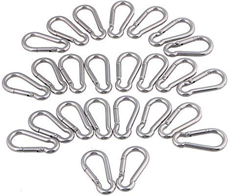 CNBTR M4 40 mm 304 Edelstahl Multifunktionale Feder Karabinerhaken Quick Link Lock Ring Karabiner Set von 25