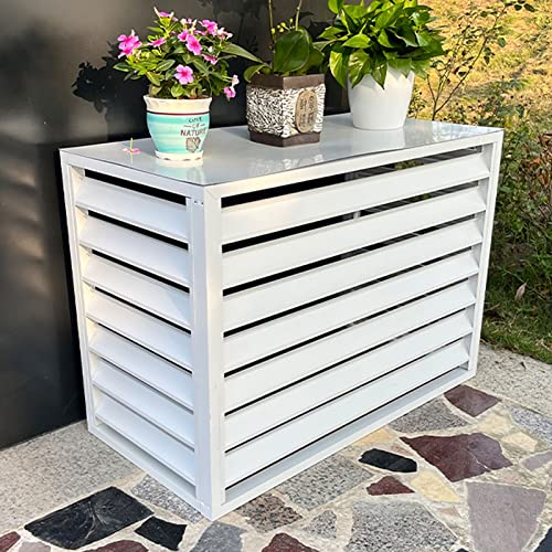 Klima splitgerät， abdeckung klimaanlage außengerät， fence air conditione cover， ac-abdeckung für außeneinheit， klimaanlagenzaun für außengeräte， Geeignet für externe Klimageräte ( Color : White with l