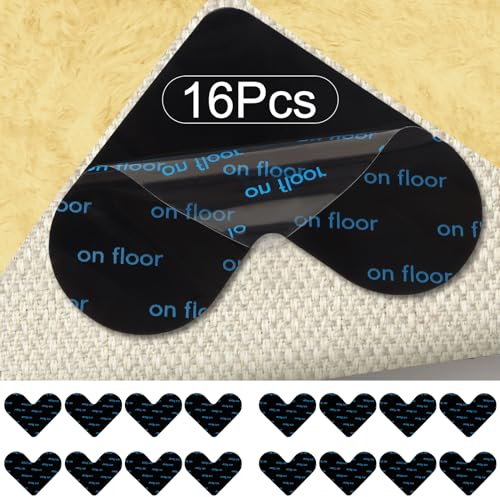 Omtofo 16 Stück Antirutschmatte für Teppich, Waschbare Wiederverwendbare Teppich Antirutschunterlage, Abnehmbare Hinterlässt Keine Spuren Anti Rutsch Teppichunterlage