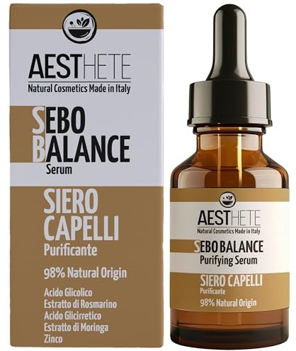 Serum Cheveux Et Cuir Chevelu Avec Romarin, Acide Glycolique Et Zinc, Régulateur De Sébum, Anti Pelliculaire, Cheveux Gras, 98% D'Ingrédients Naturels, Soin Hydratant, 50ml - Made in Italy - Aestethe