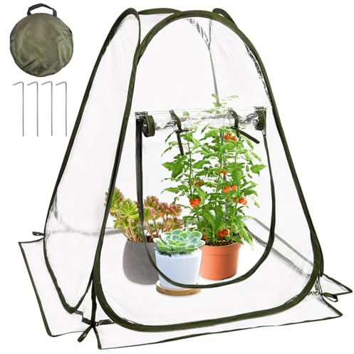 LINSOCLE Serra Piccola per Piante, Protezione Invernale, Telo Copri Piante, Mini Serra (70 x 70 x 80 cm)