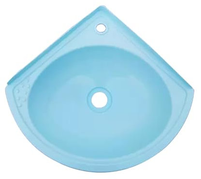 ZDMZR Kleines Eckwaschbecken Zur Wandmontage, Waschbecken, Kleines Dreieckiges An Der Wand Montiertes Mini Waschbecken für Den Waschtisch, Kunststoffspüle, Waschbecken im Wohnmobil Badezimmer(Blue)