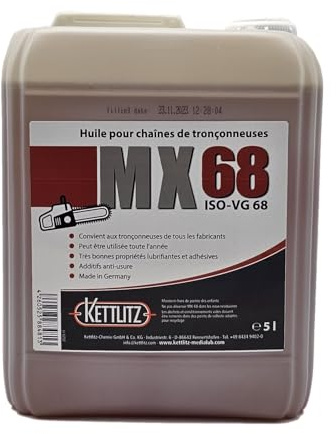 Huile de Chaîne Tronçonneuse 5 Litres – KETTLITZ Medialub MX68 – Huile Minérale Anti-Usure ISO VG 68 – Protection Chaîne et Guide