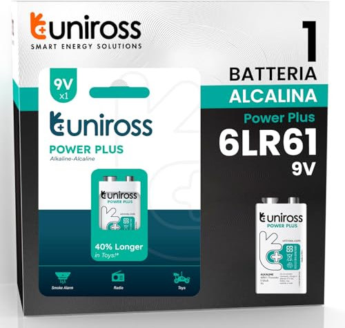 Uniross 9V (PP3) Bloc Alkaline Battery 1 Pack - Long Lasting, Leak-Proof, Reliable Power