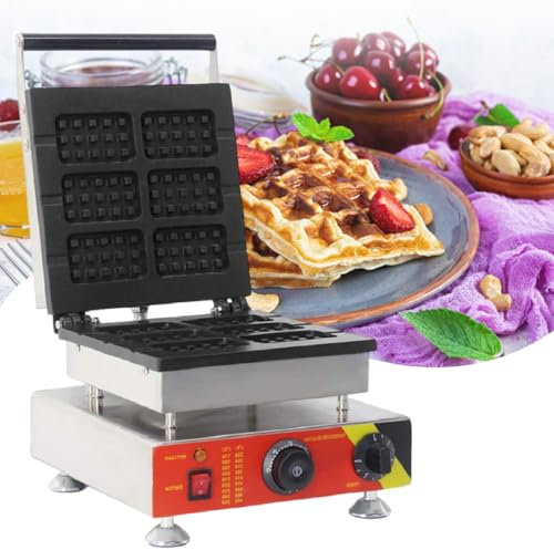 Gaufrier Belge Double 1650 W 1750 W, 6 Tranches, Plaques AntiadhéSives, PoignéEs Froides Au Toucher, Rangement Peu Encombrant,200V