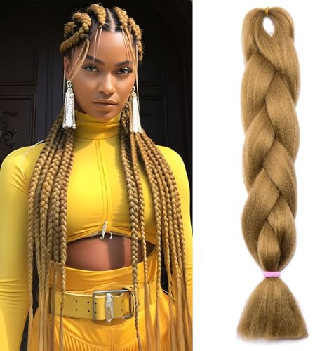 Benehair Extension Per Treccine Africane 60 cm Treccia Capelli Extension Colorate Jumbo Treccia Finta Capelli Fibra Sintetica Extensions per Treccine Biondo scuro