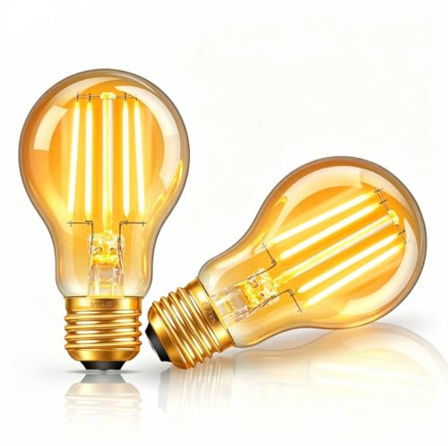 Blakapoo E27 LED Edison Screw Bulb Vintage, Lampadine A Filamento A60 6W Equivalenti 60W, Bianco Caldo 2200K, 550 Lumen, Non Dimmerabili, 2 Pezzi