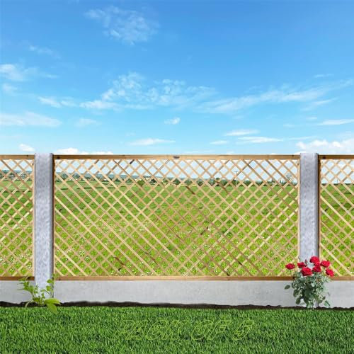 Alderley Elite Pack of 5 6x3ft (W: 6ft x H: 3ft) Decorative Framed Diamond Trellis Pressure-Treated Garden Panel 40mm Standard Holes Fence Panel Topper/Pergola Wall Width 1828mm x Height: 900mm