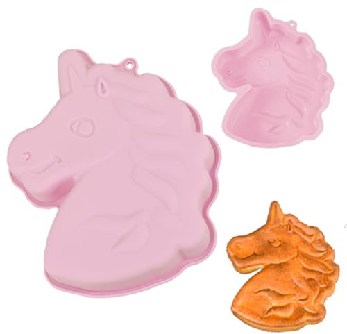Einhorn Backform, einhorn kuchenform, Unicorn Baking Mould, 3D Unicorn Kuchenform Silikon, Kindergeburtstag Backform für Kuchen, Schokolade, Pudding & Dessert – Wiederverwendbar (Rosa)