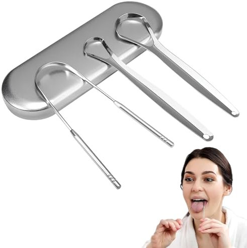 Raschietto Lingua Vec Custodia,3 In 1 Gratta-Lingue Set,Gratta-Lingue In Acciaio Inox Premium Per Adulti,Lingua Scraper,Raschietto Lingua Rame,Per Igiene Orale E Alito Fresco