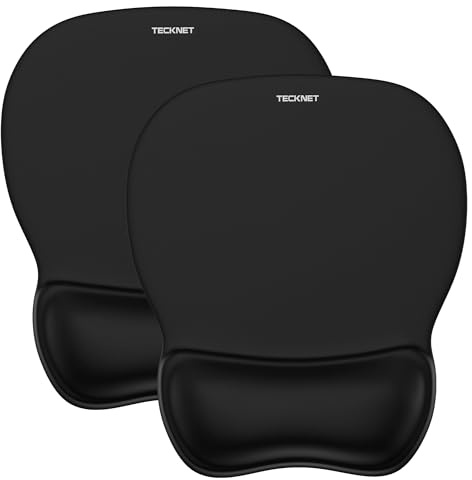 TECKNET Mouse Mat Wrist Support, 2 Pack Gel Ergonomic Mouse Pad - Black
