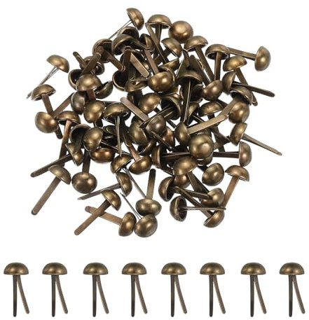 PATIKIL 120 Pcs Remaches De Papel Brads 6 X 13 Mm Pines De Metal Bronce | Con Cabeza Redonda Dividida Prong Brads, Para Suministros DIY Decorativos De Manualidades En Cuero Scrapbooking