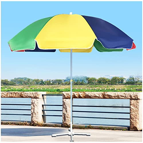 ApuaVireo&Co Parasol de Plage Rond de 240 cm (8 Pieds) résistant au Vent, avec 8 Baleines et mât en Fer, Protection coupe-vent/UPF50+