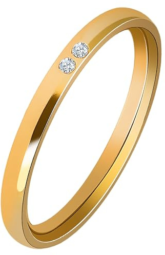 Akzent Damen Ring - Damenring Größe 52, 54, 56, 58, 60 aus Edelstahl in Gold, 100% Wasserfest & Hautverträglich