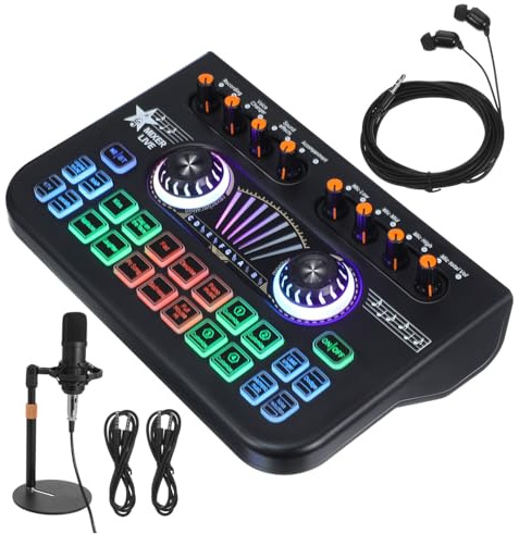 TOYZFRIENDY Carte Son Changeur De Voix Petit Mixeur Audio Mixeur Audio Stéréo Table De Mixage Musicale Stéréo pour Karaoké Table De Mixage De Jeu