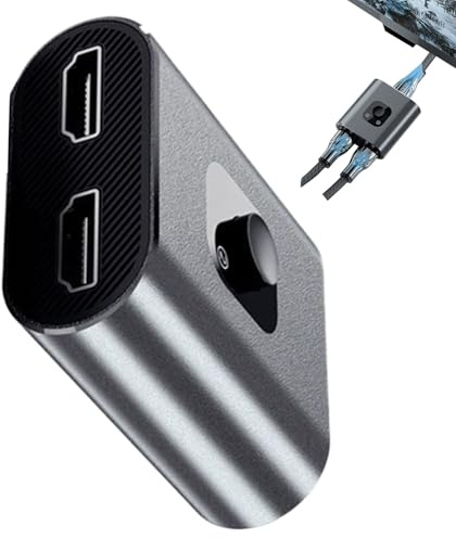 Qukoielly Divisor de Pantalla, Conector Adaptador 2 en 1, Adaptador de Pantalla Plug and Play, para Laptop, PC, Monitor, TV, hogar, Trabajo, Estudio, Aula, Sala de Control, videoconferencia