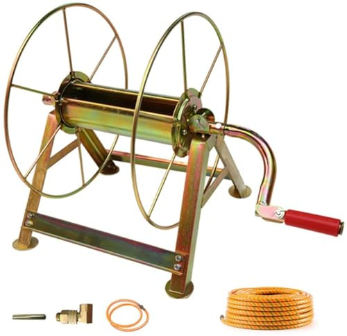 Carrello avvolgitubo portatile con capacità di 300 m, supporto per tubo dell'acqua autoportante resistente per giardino, prato e patio, design facile da arrotolare, nessun montaggio necessario
