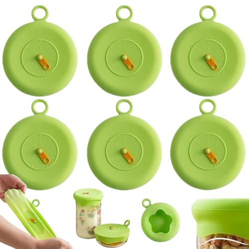 Silicone Food Covers, 6 Pcs, 10 CM, Green | Universal Can Lids for Tins, Stretch Lids, With Day Dial, For Tins, Cups, Glasses, Drinks Cans