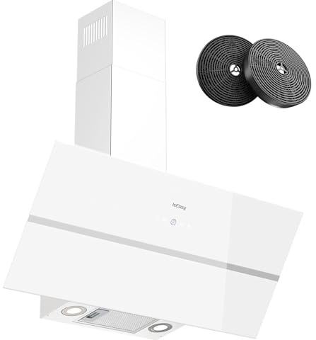IsEasy Cappa Aspirante 90 cm, Cappa Cucina 90 cm, 571 m³/h Forte Aspirazione, Ritenitore di Pannello, 4 Livelli, 1-9 Min Spegnimento Ritardato, Funzione Memoria, 61dB, Bianco, Efficienza A++