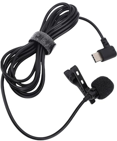 Cuifati Microfono Lavalier, Microfono da Bavero Cablato USB Tipo C con Chip di Riduzione Intelligente del Rumore e Spugna Antivento per Smartphone Registrazione Video Giochi di Classe