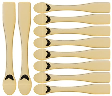 WESIEVYA 10 Cucharas Doradas de Abs para Cremas Faciales, Herramienta para Aplicar y Probar Productos de Cuidado Piel, Ideales para Mujeres