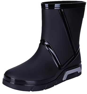 Generisch Botas de goma de media altura para hombre, botas de lluvia para hombre, botas de pesca de suela gruesa, botas de senderismo, antideslizantes, botas de jardín, impermeables y de secado rápido