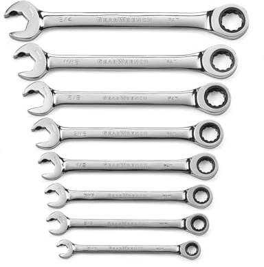 GEARWRENCH 8 Pc. 12 Point Open End Ratcheting Combination SAE Wrench Set - 85599