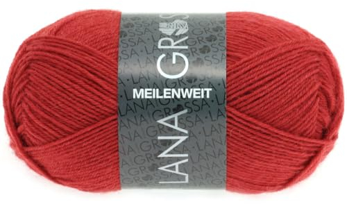 LANA GROSSA Meilenweit 50g | Sockenklassiker, waschmaschinenfest | Handstrickgarn aus 80% Schurwolle & 20% Polyamid | 50g Wolle zum Stricken & Häkeln | 210m Garn FB1323