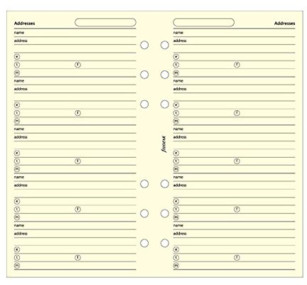 Filofax Adressen Baumwolle creme, persönliche Größe, 20 Blatt (b130253)
