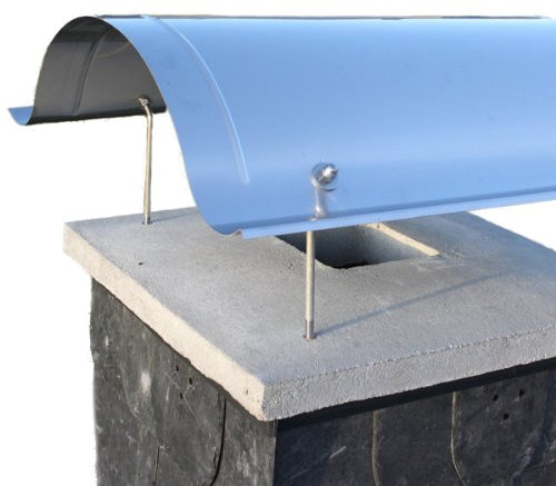 Schornsteinabdeckung, Schornsteinhaube, Kaminabdeckung aus Edelstahl Typ Sylt, handgefertigt in allen Größen möglich. Hier für quadratische Kaminköpfe 50-55 cm
