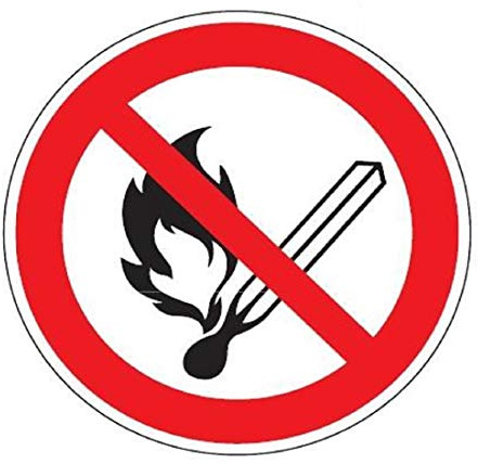 Buddel-Bini Qualitäts - Aluminium Verbotsschild D-P002 rund Feuer offenes Licht Rauchen verboten 20 cm Durchmesser 0,6 mm Alu
