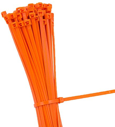 KafTon Pack of 100 Orange Cable Zip Ties, UL Nylon, Perfect for PC, Bicycle Tie Wrap DIY Home Wire Vegetable Garden Office (140mm x 3.6mm) Orange